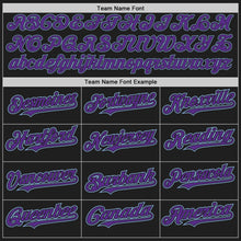 Load image into Gallery viewer, Custom Black Purple-Light Blue Authentic Raglan Sleeves Baseball Jersey
