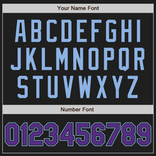 Load image into Gallery viewer, Custom Black Purple-Light Blue Authentic Raglan Sleeves Baseball Jersey
