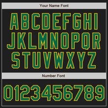 Load image into Gallery viewer, Custom Black Kelly Green-Yellow Authentic Raglan Sleeves Baseball Jersey
