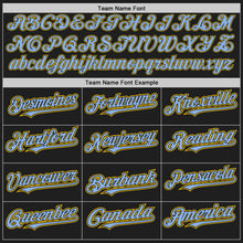 Load image into Gallery viewer, Custom Black Light Blue-Yellow Authentic Raglan Sleeves Baseball Jersey
