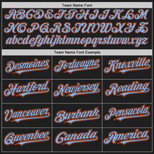 Load image into Gallery viewer, Custom Black Light Blue-Orange Authentic Raglan Sleeves Baseball Jersey

