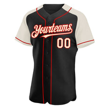 Load image into Gallery viewer, Custom Black Cream-Red Authentic Raglan Sleeves Baseball Jersey
