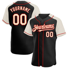 Load image into Gallery viewer, Custom Black Cream-Red Authentic Raglan Sleeves Baseball Jersey
