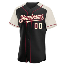 Load image into Gallery viewer, Custom Black Cream-Crimson Authentic Raglan Sleeves Baseball Jersey
