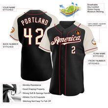 Load image into Gallery viewer, Custom Black Cream-Crimson Authentic Raglan Sleeves Baseball Jersey
