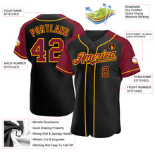 Load image into Gallery viewer, Custom Black Crimson-Gold Authentic Raglan Sleeves Baseball Jersey

