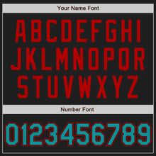 Load image into Gallery viewer, Custom Black Teal-Red Authentic Raglan Sleeves Baseball Jersey
