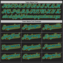 Load image into Gallery viewer, Custom Black Teal-Yellow Authentic Raglan Sleeves Baseball Jersey
