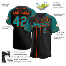 Load image into Gallery viewer, Custom Black Teal-Orange Authentic Raglan Sleeves Baseball Jersey
