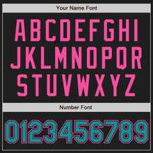 Load image into Gallery viewer, Custom Black Teal-Pink Authentic Raglan Sleeves Baseball Jersey
