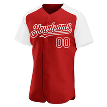 Load image into Gallery viewer, Custom Red White Authentic Raglan Sleeves Baseball Jersey
