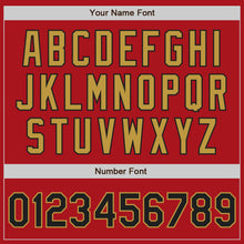 Load image into Gallery viewer, Custom Red Black-Old Gold Authentic Raglan Sleeves Baseball Jersey
