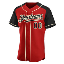 Load image into Gallery viewer, Custom Red Black-Cream Authentic Raglan Sleeves Baseball Jersey
