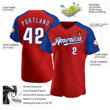 Load image into Gallery viewer, Custom Red White-Royal Authentic Raglan Sleeves Baseball Jersey
