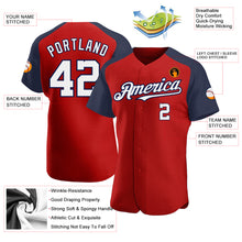 Load image into Gallery viewer, Custom Red White-Navy Authentic Raglan Sleeves Baseball Jersey
