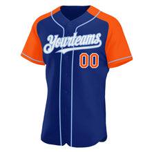 Load image into Gallery viewer, Custom Royal Orange-Light Blue Authentic Raglan Sleeves Baseball Jersey
