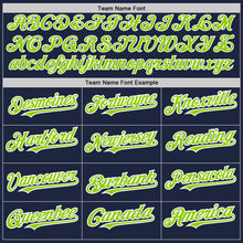 Load image into Gallery viewer, Custom Navy White-Neon Green Authentic Raglan Sleeves Baseball Jersey
