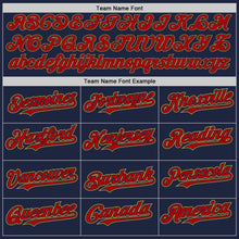 Load image into Gallery viewer, Custom Navy Red-Old Gold Authentic Raglan Sleeves Baseball Jersey
