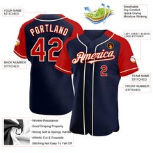 Load image into Gallery viewer, Custom Navy Red-Cream Authentic Raglan Sleeves Baseball Jersey
