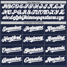 Load image into Gallery viewer, Custom Navy White-Gray Authentic Raglan Sleeves Baseball Jersey
