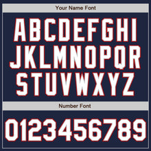 Load image into Gallery viewer, Custom Navy White Gray-Red Authentic Raglan Sleeves Baseball Jersey
