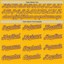 Load image into Gallery viewer, Custom Gold Purple Authentic Raglan Sleeves Baseball Jersey

