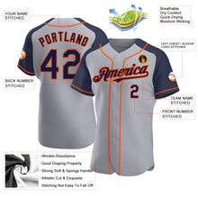 Load image into Gallery viewer, Custom Gray Navy-Orange Authentic Raglan Sleeves Baseball Jersey
