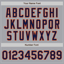 Load image into Gallery viewer, Custom Gray Navy-Orange Authentic Raglan Sleeves Baseball Jersey

