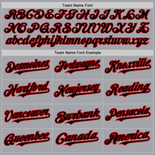 Load image into Gallery viewer, Custom Gray Black-Red Authentic Raglan Sleeves Baseball Jersey
