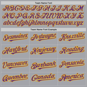 Custom Gray Purple-Gold Authentic Raglan Sleeves Baseball Jersey