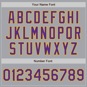 Custom Gray Purple-Gold Authentic Raglan Sleeves Baseball Jersey