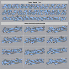 Load image into Gallery viewer, Custom Gray Light Blue-Steel Gray Authentic Raglan Sleeves Baseball Jersey
