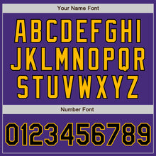 Load image into Gallery viewer, Custom Purple Black-Gold Authentic Raglan Sleeves Baseball Jersey
