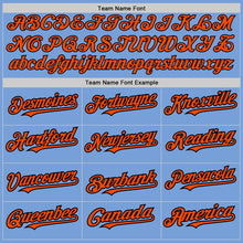 Load image into Gallery viewer, Custom Light Blue Orange-Black Authentic Raglan Sleeves Baseball Jersey
