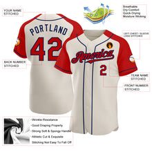 Load image into Gallery viewer, Custom Cream Red-Navy Authentic Raglan Sleeves Baseball Jersey
