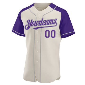 Custom Cream Purple-Gray Authentic Raglan Sleeves Baseball Jersey