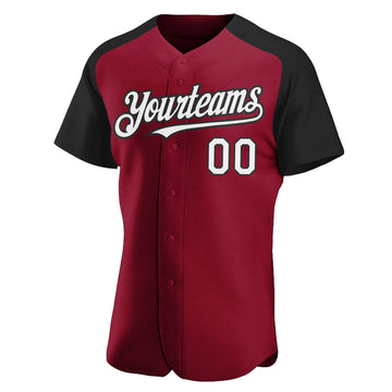 Custom Crimson White-Black Authentic Raglan Sleeves Baseball Jersey
