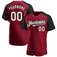 Load image into Gallery viewer, Custom Crimson White-Black Authentic Raglan Sleeves Baseball Jersey
