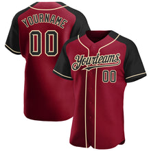 Load image into Gallery viewer, Custom Crimson Black-City Cream Authentic Raglan Sleeves Baseball Jersey
