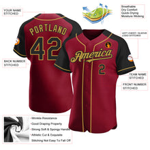 Load image into Gallery viewer, Custom Crimson Black-Old Gold Authentic Raglan Sleeves Baseball Jersey
