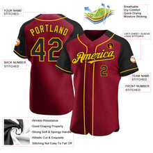 Load image into Gallery viewer, Custom Crimson Black-Gold Authentic Raglan Sleeves Baseball Jersey
