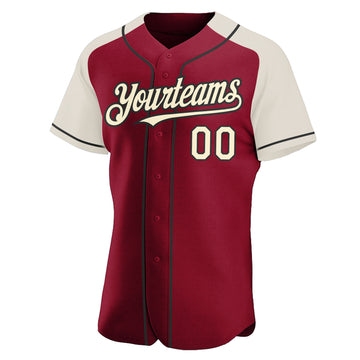 Custom Crimson Cream-Black Authentic Raglan Sleeves Baseball Jersey