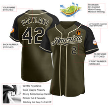 Load image into Gallery viewer, Custom Olive Black-Cream Authentic Raglan Sleeves Salute To Service Baseball Jersey

