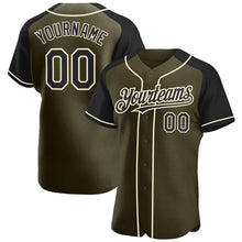 Load image into Gallery viewer, Custom Olive Black-Cream Authentic Raglan Sleeves Salute To Service Baseball Jersey
