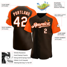 Load image into Gallery viewer, Custom Brown White-Orange Authentic Raglan Sleeves Baseball Jersey
