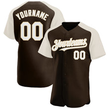 Load image into Gallery viewer, Custom Brown White-Cream Authentic Raglan Sleeves Baseball Jersey
