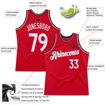 Custom Red White-Black Authentic Throwback Basketball Jersey