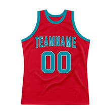 Load image into Gallery viewer, Custom Red Teal-Black Authentic Throwback Basketball Jersey
