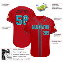 Load image into Gallery viewer, Custom Red Teal-Black Authentic Baseball Jersey

