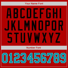 Load image into Gallery viewer, Custom Red Teal-Black Authentic Baseball Jersey

